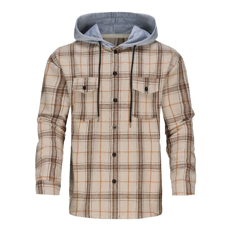 Men's Vintage Brushed Plaid Single Breasted Hoodie 33042873X sold by Manly