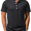 Men's Casual Cotton Henley Collar Slim Fit Short Sleeve T-Shirt 92267917M sold by Manly