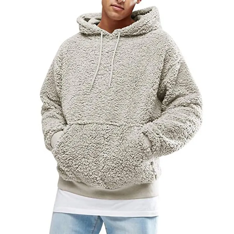 Men's Casual Solid Color Fleece Long-Sleeved Hoodie 83899499M sold by Manly product image thumbnail 5