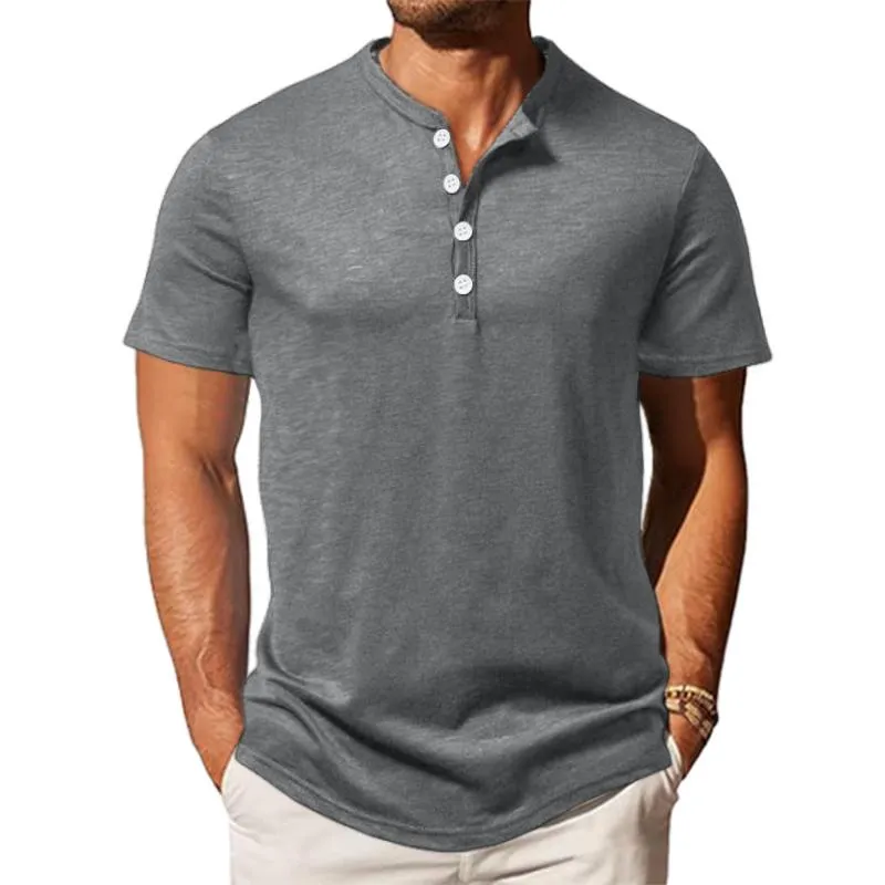 Men's Casual Cotton Henley Collar Slim Fit Short Sleeve T-Shirt 92267917M sold by Manly product image thumbnail 2
