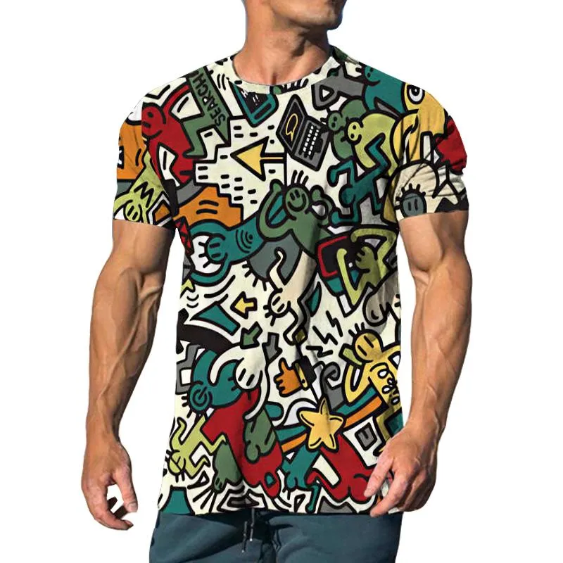 Men's Casual Cartoon Character Short Sleeve T-Shirt 99914760TO sold by Manly