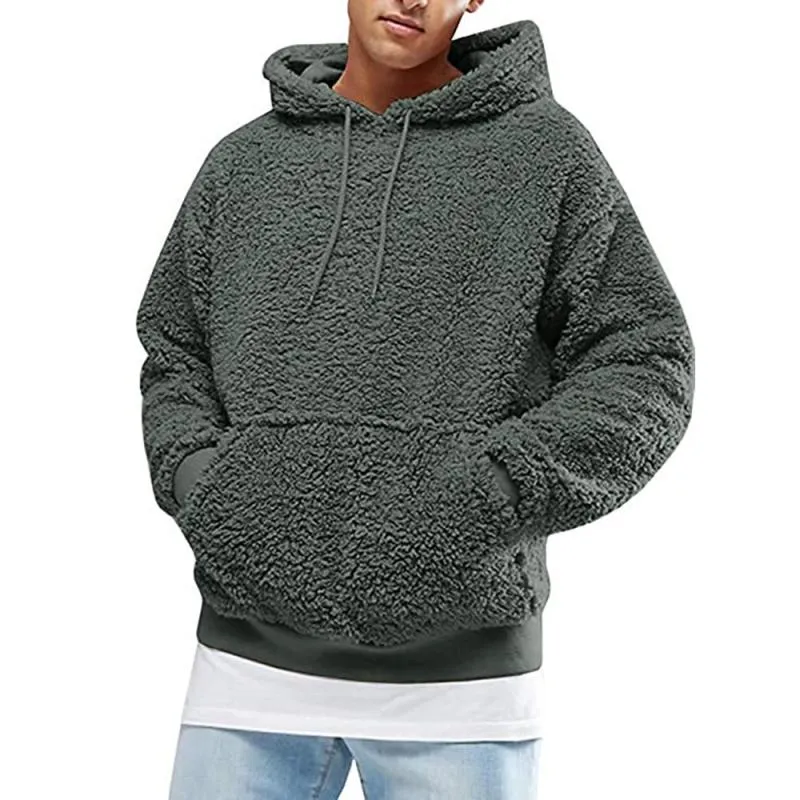 Men's Casual Solid Color Fleece Long-Sleeved Hoodie 83899499M sold by Manly