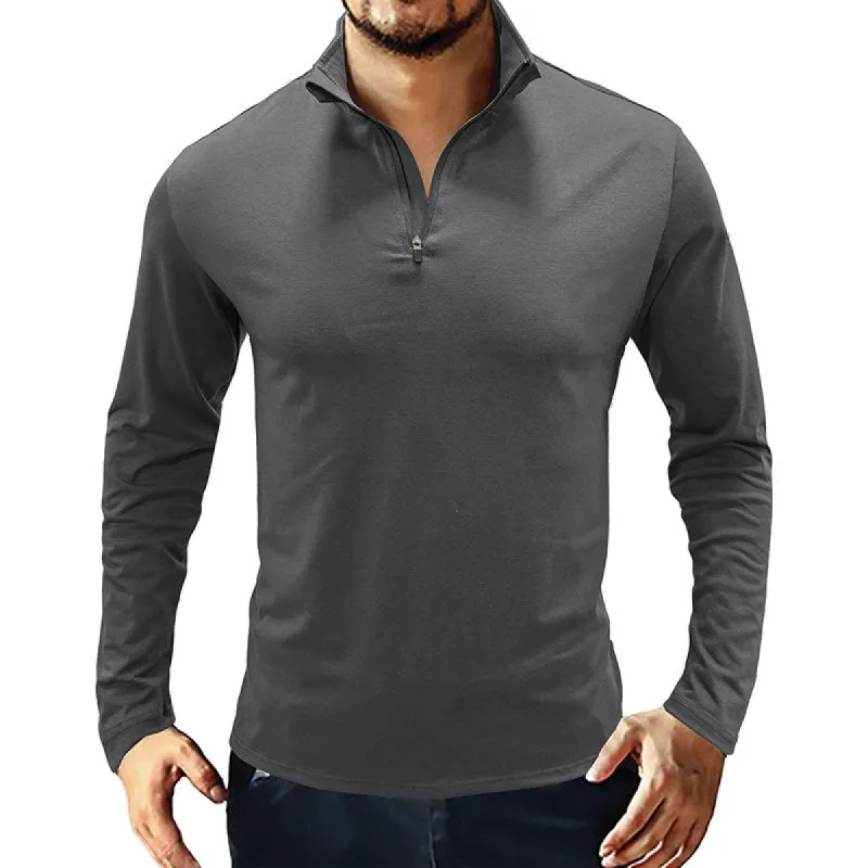 Men's Casual Stand Collar Zipper T Shirt 99017892M sold by Manly