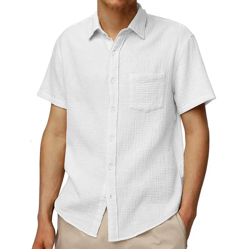 Mens Solid Lapel Breast Pocket Short Sleeve Casual Shirt 27615313Z sold by Manly product image thumbnail 3