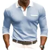 Men's Colorblock Lapel Long Sleeve Casual Polo Shirt 62113728Z sold by Manly