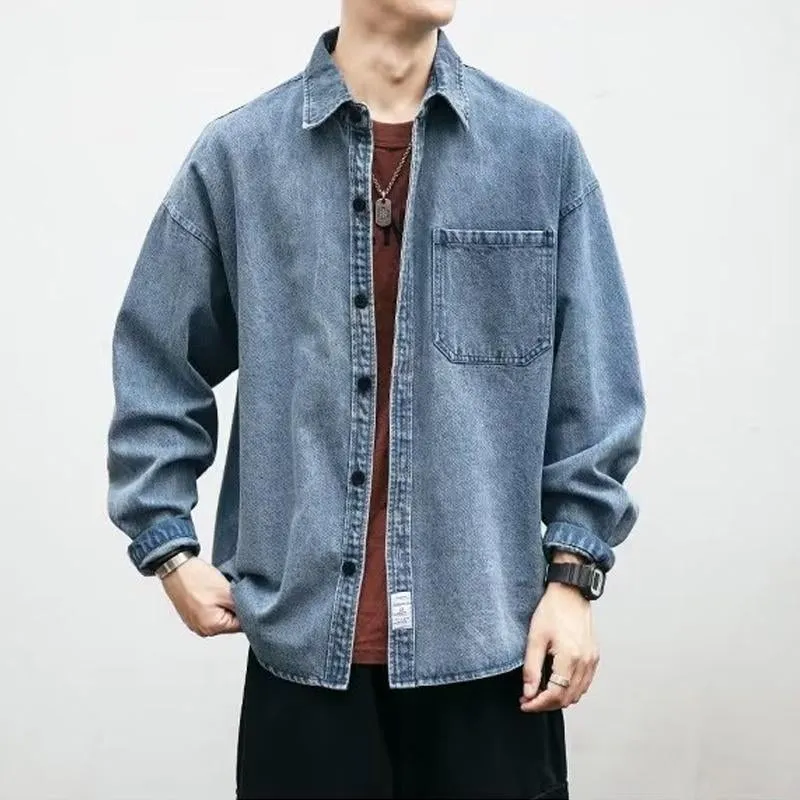 Men's Vintage Wash Cargo Denim Long Sleeve Shirt 29652890Y sold by Manly product image thumbnail 5