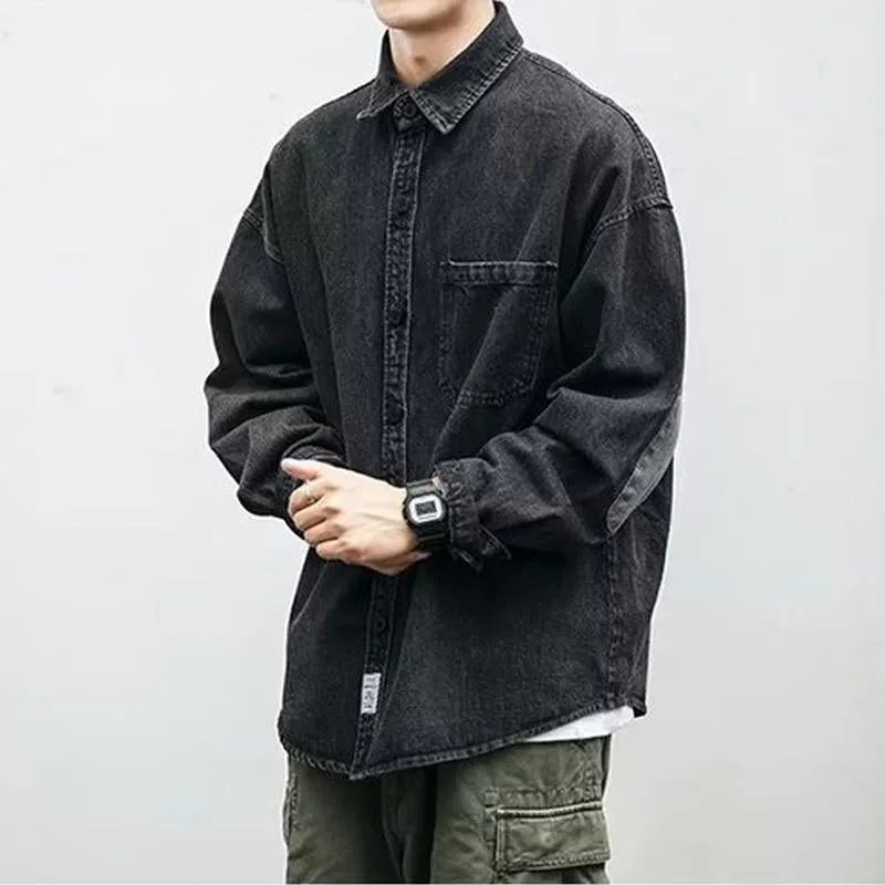 Men's Vintage Wash Cargo Denim Long Sleeve Shirt 29652890Y sold by Manly product image thumbnail 4