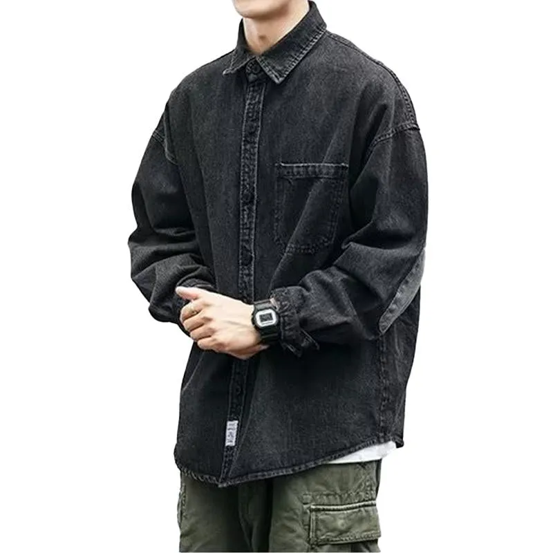 Men's Vintage Wash Cargo Denim Long Sleeve Shirt 29652890Y sold by Manly