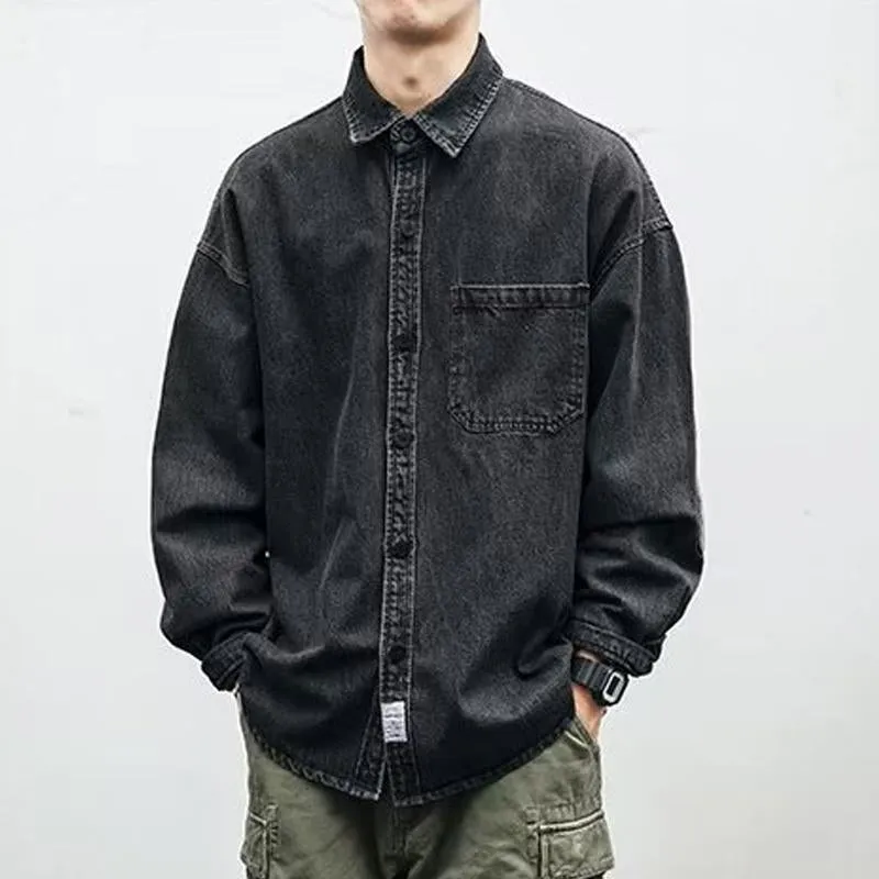 Men's Vintage Wash Cargo Denim Long Sleeve Shirt 29652890Y sold by Manly product image thumbnail 2