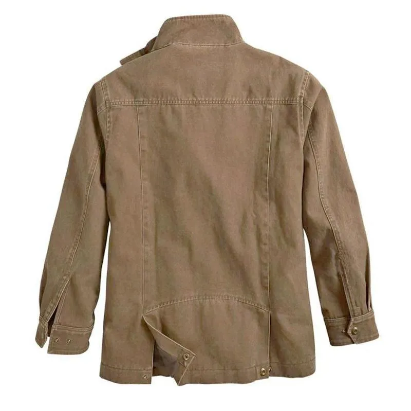 Men's Vintage Stand Collar Solid Color Multi-Pocket Cargo Jacket 62834591Y sold by Manly product image thumbnail 3