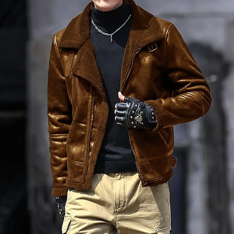 Men's Faux Fur Lapel Zipper Thicken Casual Coat 27192999Z sold by Manly product image thumbnail 3