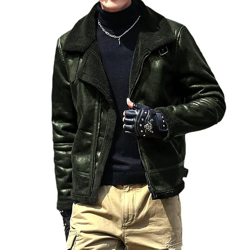 Men's Faux Fur Lapel Zipper Thicken Casual Coat 27192999Z sold by Manly