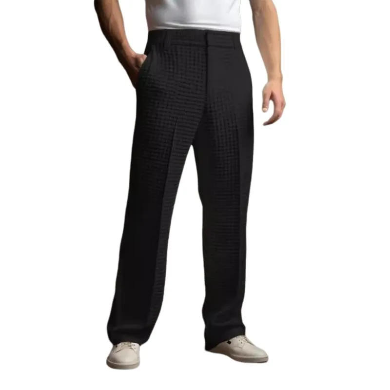 Men's Casual Waffle Loose Straight Suit Pants 71526501M sold by Manly product image thumbnail 2
