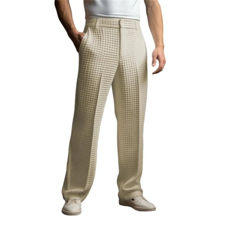 Men's Casual Waffle Loose Straight Suit Pants 71526501M sold by Manly