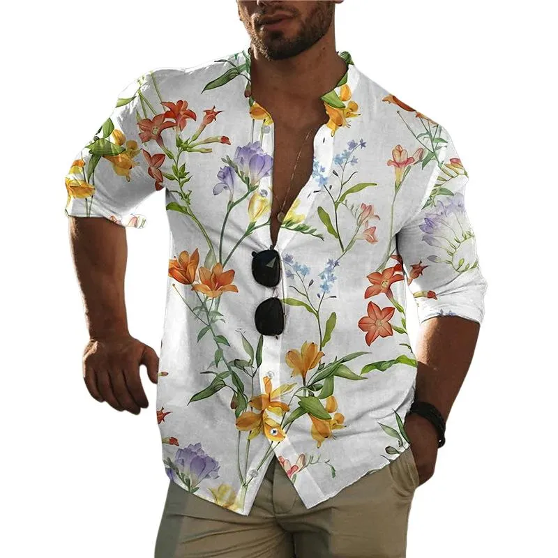 Men's Retro Casual Printed Long Sleeve Shirt 18974975TO sold by Manly