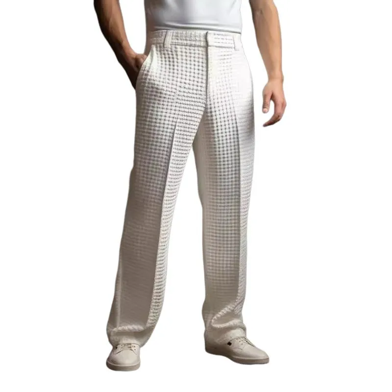 Men's Casual Waffle Loose Straight Suit Pants 71526501M sold by Manly product image thumbnail 5