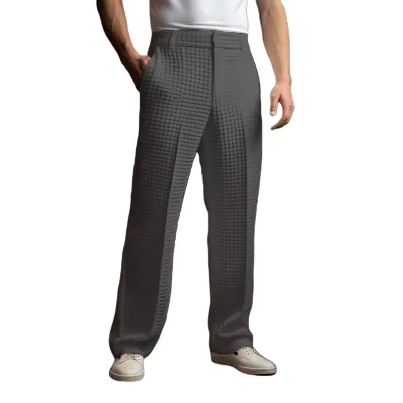 Men's Casual Waffle Loose Straight Suit Pants 71526501M sold by Manly product image thumbnail 4
