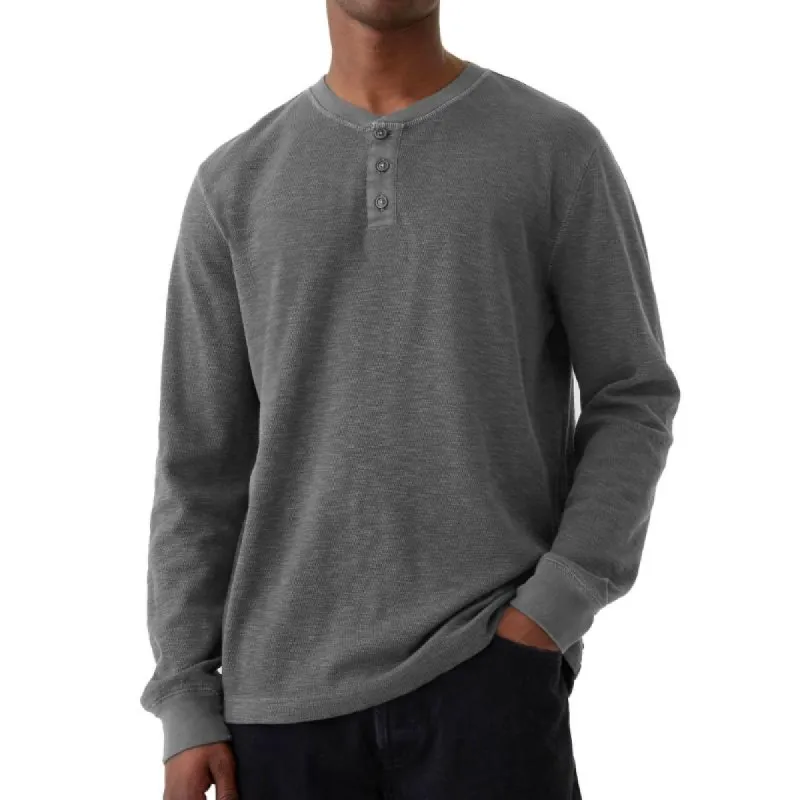 Men's Casual Henley Collar Loose Long Sleeve T-Shirt 99034769M sold by Manly