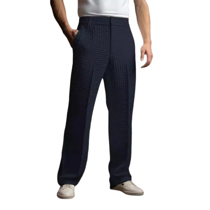 Men's Casual Waffle Loose Straight Suit Pants 71526501M sold by Manly product image thumbnail 3