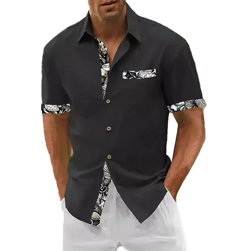 Men's Printed Patchwork Short Sleeve Shirt 06840975Y sold by Manly