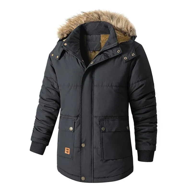 Men's Fleece Thickened Hooded Cotton Coat 15364137X sold by Manly