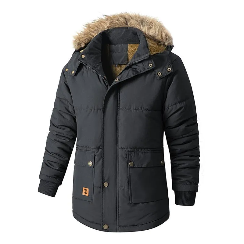 Men's Fleece Thickened Hooded Cotton Coat 15364137X sold by Manly