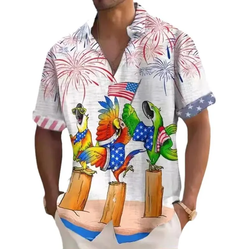 Men's Short Sleeve Printed Lapel Shirt 76427363X sold by Manly