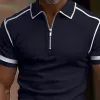 Men's Colorblock Print Zipper Lapel Short-Sleeved Polo Shirt 64016265Y sold by Manly
