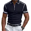 Men's Colorblock Print Zipper Lapel Short-Sleeved Polo Shirt 64016265Y sold by Manly