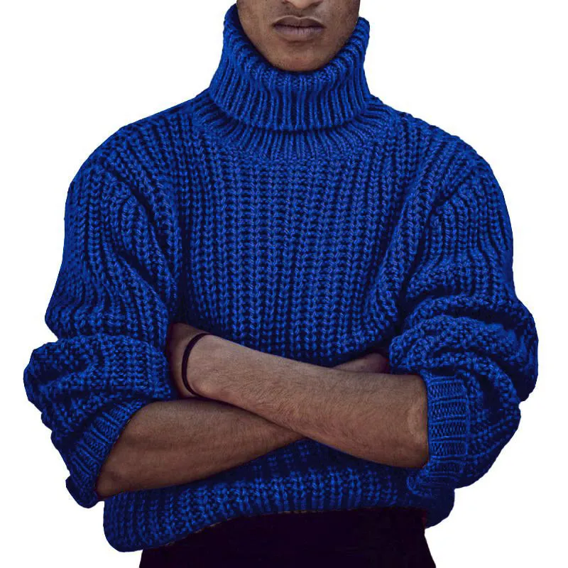 Men's Casual Solid Color Turtleneck Thick Pullover Chunky Knit Sweater 95698078M sold by Manly product image thumbnail 3