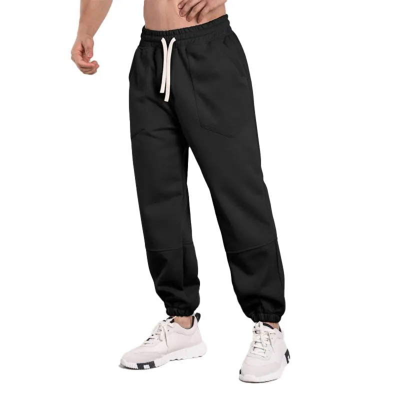 Men's Cotton Blend Solid Stitching Elastic Waist Casual Sports Pants 11859621Z sold by Manly