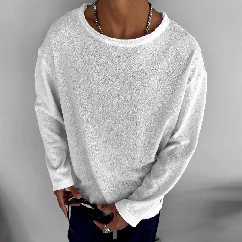 Men's Solid Color Round Neck Long Sleeve Loose T-shirt 33802864Z sold by Manly product image thumbnail 2