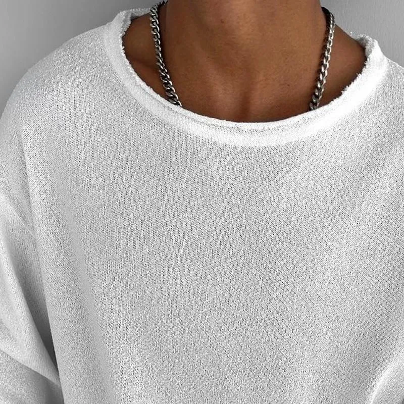 Men's Solid Color Round Neck Long Sleeve Loose T-shirt 33802864Z sold by Manly product image thumbnail 3