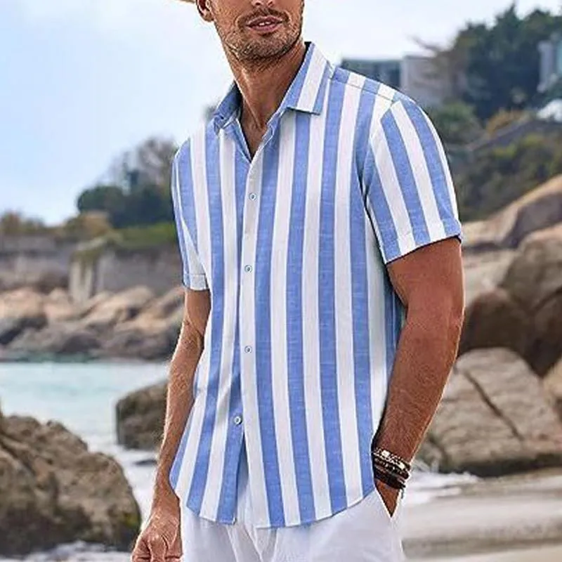 Men's Fashion Striped Short Sleeve Shirt 13303019X sold by Manly product image thumbnail 2