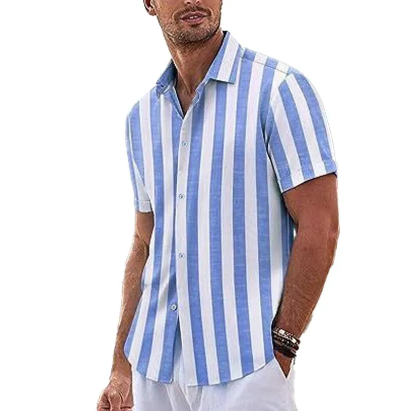 Men's Fashion Striped Short Sleeve Shirt 13303019X sold by Manly