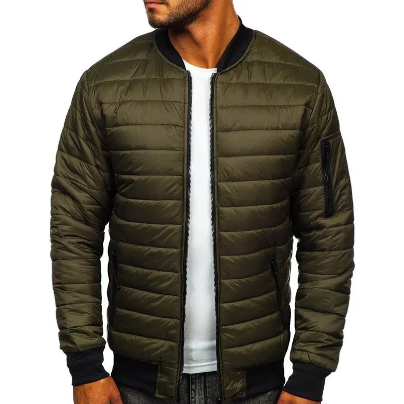 Men's Cotton Padded Jacket with Rhombic Stand Collar 07814815X sold by Manly