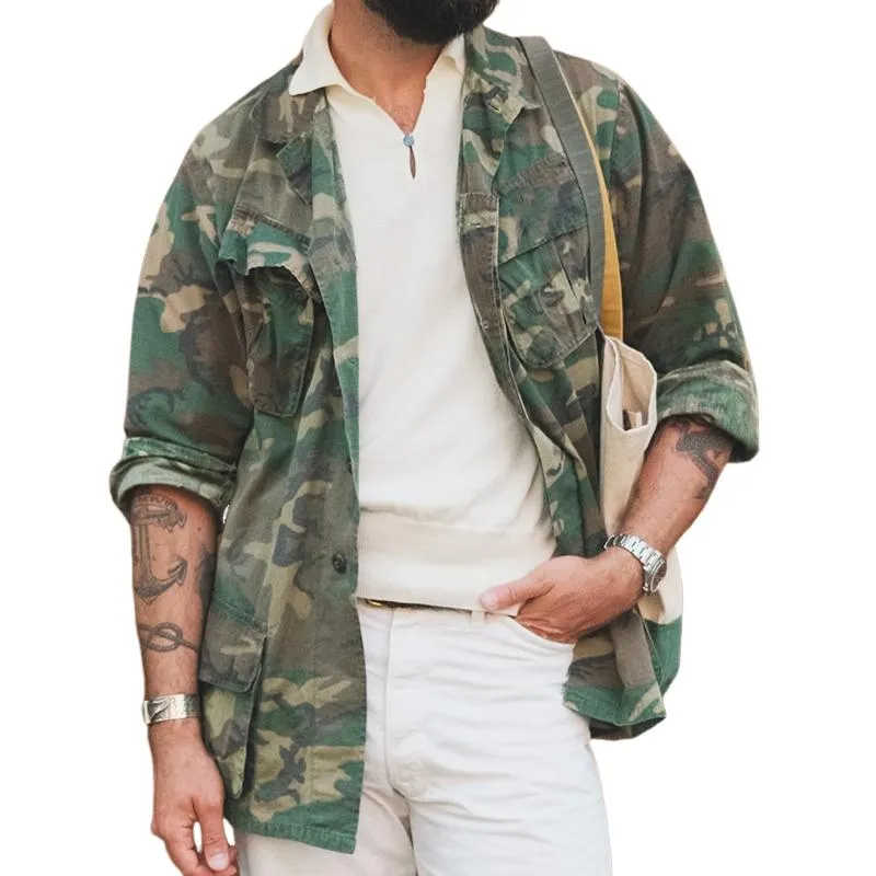 Men's Vintage Camouflage Multi-Pocket Jacket 92245247X sold by Manly