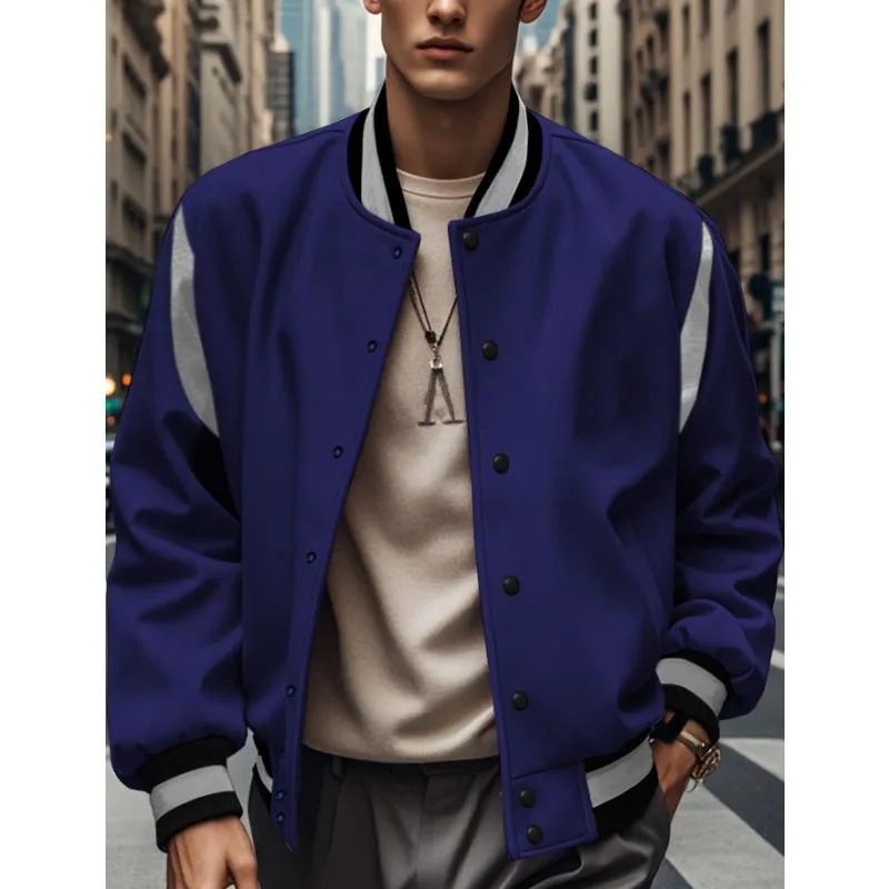 Men's Casual Colorblock Stand Collar Baseball Jacket 09746873Y sold by Manly product image thumbnail 5