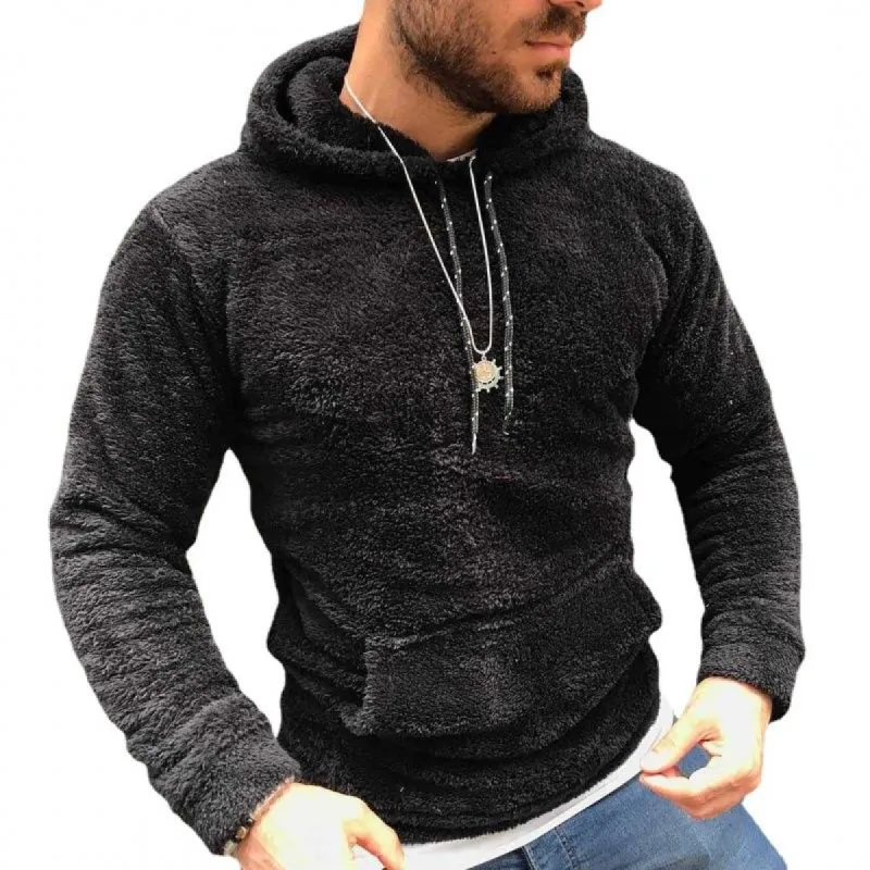 Men's Plush Solid Color Pocket Hoodie 55330030Z sold by Manly