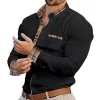 Men's Color Block Casual Long Sleeve Plaid Lapel Shirt 70124804X sold by Manly
