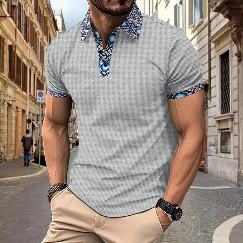 Men's Colorblock Printed Waffle Short-Sleeved Polo Shirt 10026872Y sold by Manly product image thumbnail 4