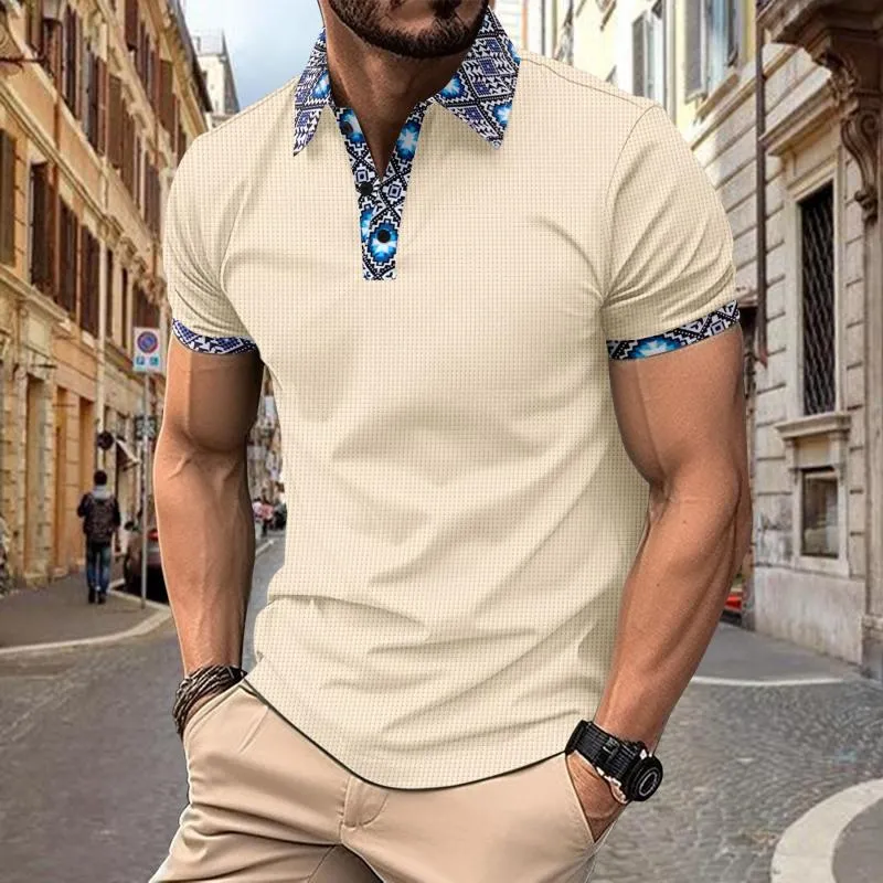 Men's Colorblock Printed Waffle Short-Sleeved Polo Shirt 10026872Y sold by Manly product image thumbnail 3