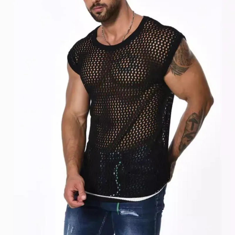 Men's Knitted Hollow Casual Sleeveless Tank Top 69366196Y sold by Manly product image thumbnail 2