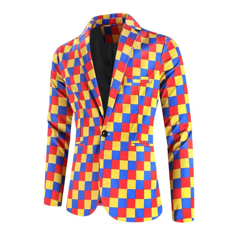 Men's Check Print Single Button Blazer 13099872Y sold by Manly