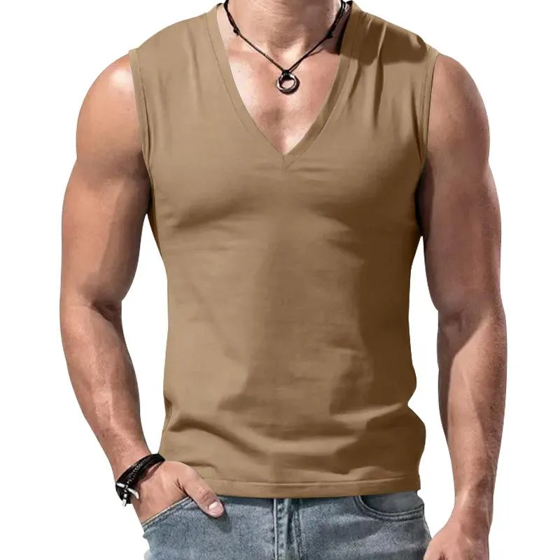 Men's Solid V Neck Sleeveless Sports Tank Top 08192321Z sold by Manly product image thumbnail 5