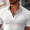 Men's Solid Color Lapel Casual POLO Shirt 14971392X sold by Manly