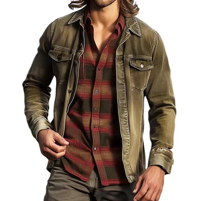 Men's Casual Retro Gradient Lapel Jacket 79348729TO sold by Manly