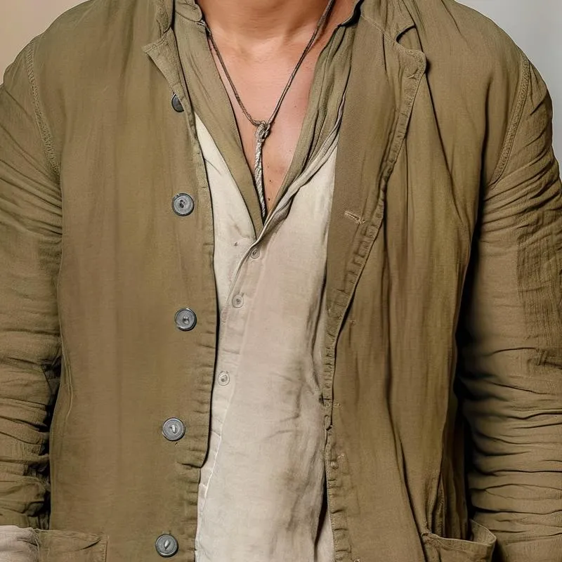 Men's Vintage Distressed Lapel Multi-pocket Casual Jacket 46719223Z sold by Manly product image thumbnail 3