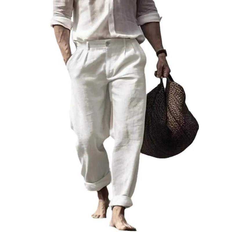 Men's Casual Solid Color Beach Straight Trousers 85532537Y sold by Manly