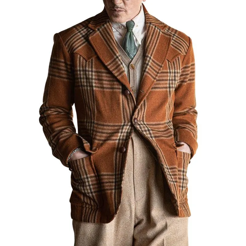 Men's Vintage Checked Notch Lapel Single Breasted Slim Blazer 99796480Z sold by Manly